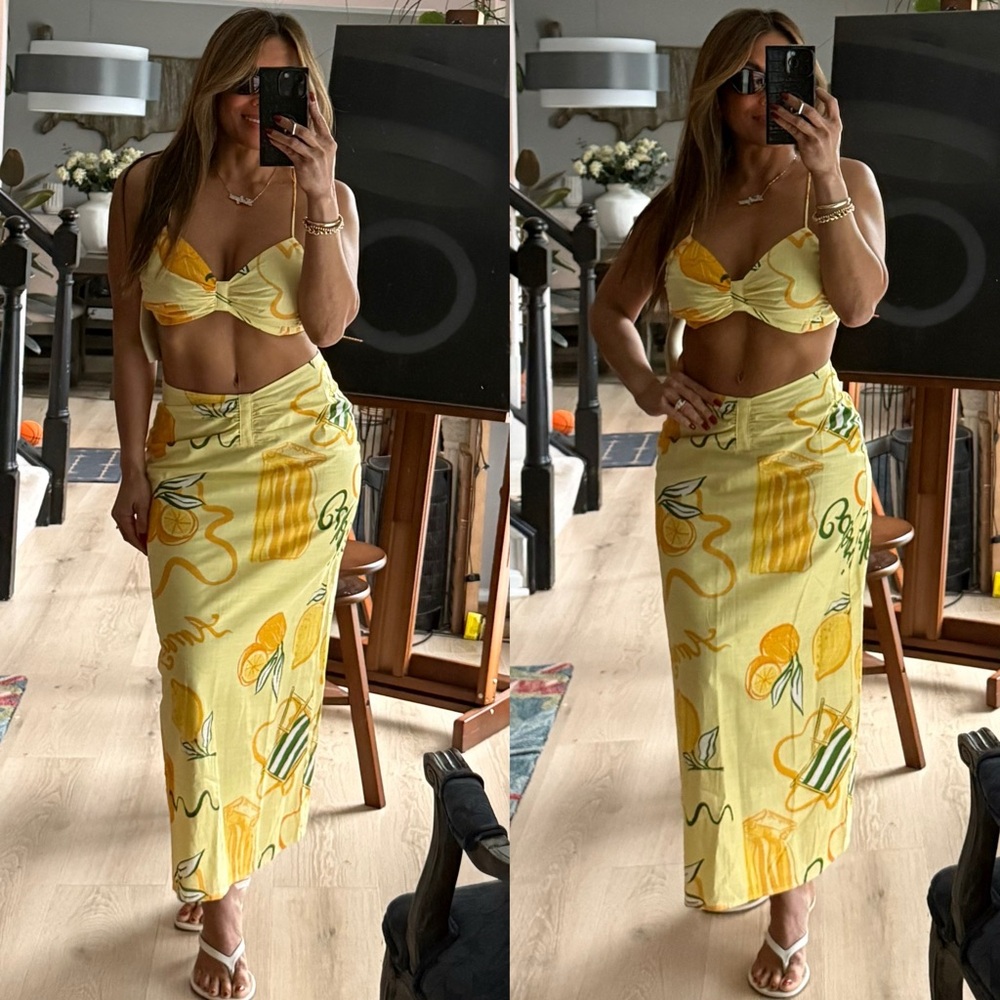 SABO MAXI SKIRT AND MATCHING TOP AMALFI COAST CITRUS LIME PRINT SMALL - Picture 2 of 9